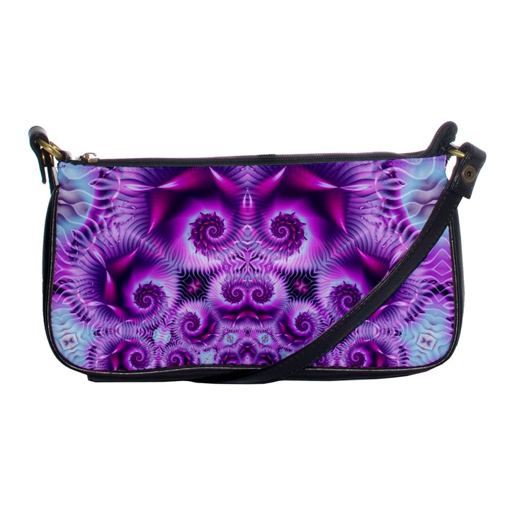 Purple Ecstasy Fractal Shoulder Clutch Bag