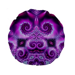 Purple Ecstasy Fractal Standard 15  Premium Round Cushion 