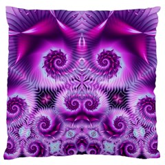 Purple Ecstasy Fractal Large Flano Cushion Case (one Side) by KirstenStar