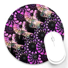 Hippy Fractal Spiral Stacks 8  Mouse Pad (round) by KirstenStar