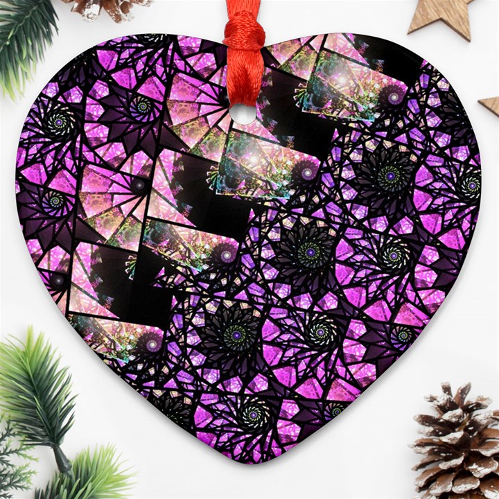 Hippy Fractal Spiral Stacks Heart Ornament