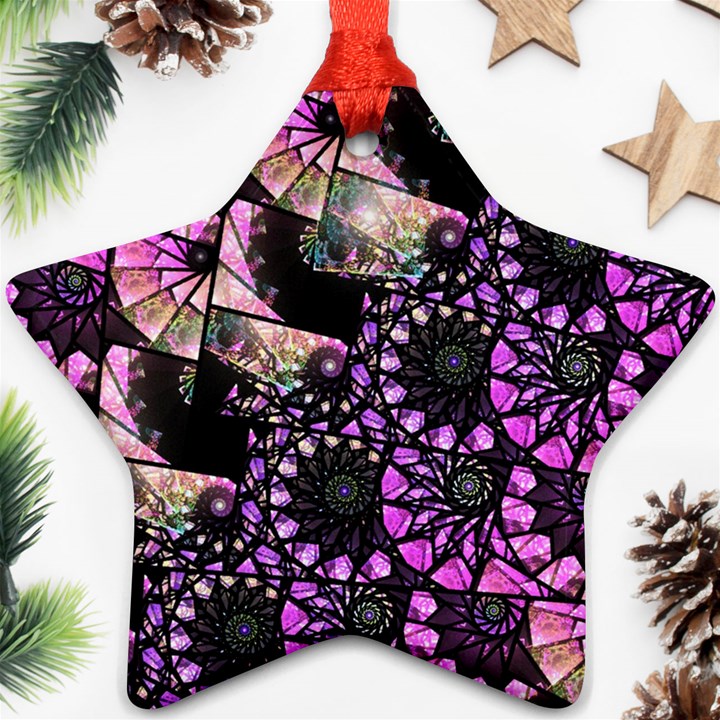 Hippy Fractal Spiral Stacks Star Ornament