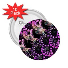 Hippy Fractal Spiral Stacks 2 25  Button (10 Pack)