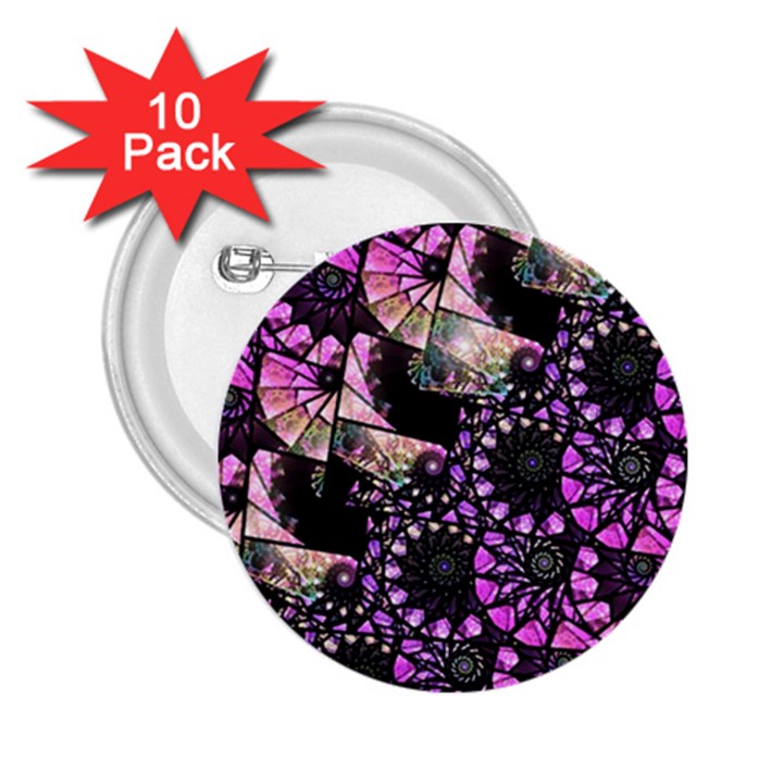 Hippy Fractal Spiral Stacks 2.25  Button (10 pack)