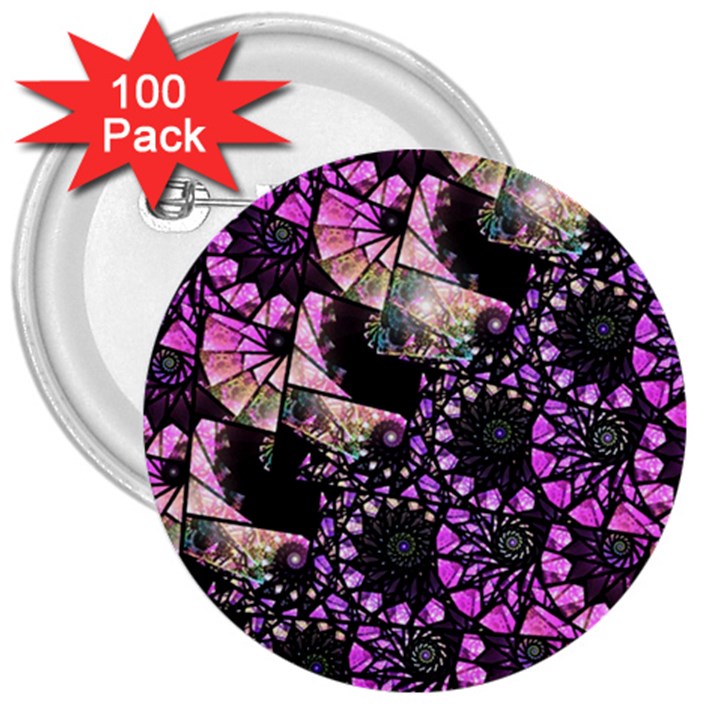 Hippy Fractal Spiral Stacks 3  Button (100 pack)