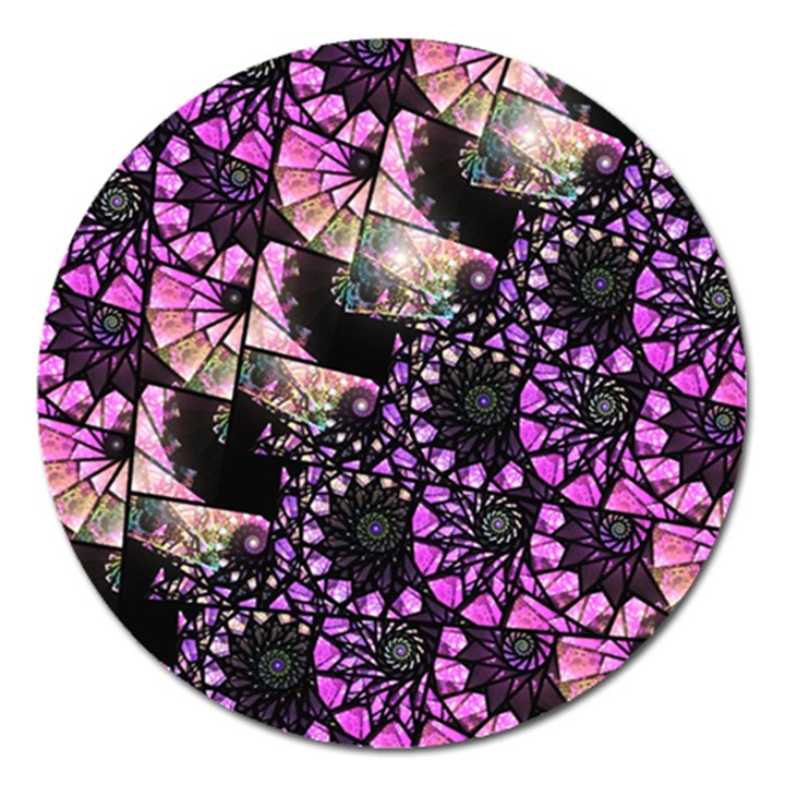 Hippy Fractal Spiral Stacks Magnet 5  (Round)