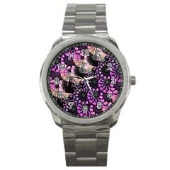 Hippy Fractal Spiral Stacks Sport Metal Watch by KirstenStar