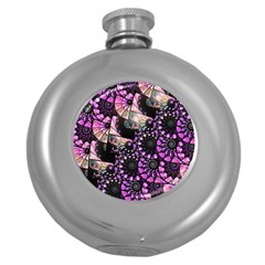 Hippy Fractal Spiral Stacks Hip Flask (round)