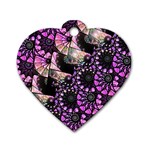 Hippy Fractal Spiral Stacks Dog Tag Heart (Two Sided) Front