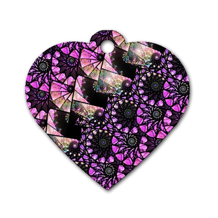 Hippy Fractal Spiral Stacks Dog Tag Heart (Two Sided)