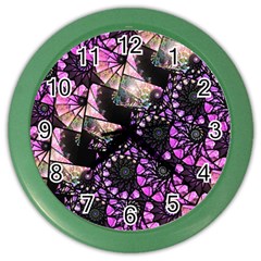 Hippy Fractal Spiral Stacks Wall Clock (color)