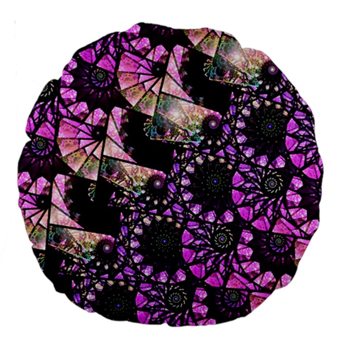 Hippy Fractal Spiral Stacks Large 18  Premium Round Cushion 