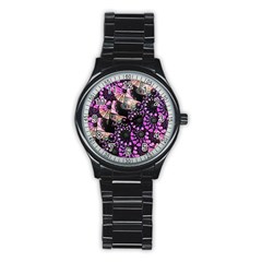 Hippy Fractal Spiral Stacks Sport Metal Watch (black) by KirstenStar