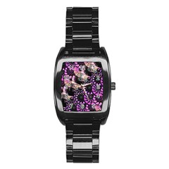 Hippy Fractal Spiral Stacks Stainless Steel Barrel Watch by KirstenStar