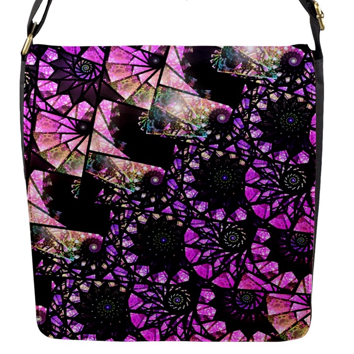 Hippy Fractal Spiral Stacks Flap Closure Messenger Bag (Small)