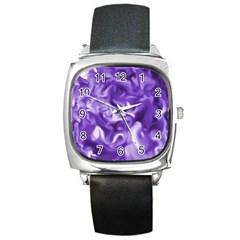 Lavender Smoke Swirls Square Leather Watch