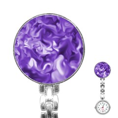 Lavender Smoke Swirls Stainless Steel Nurses Watch