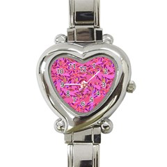 Bright Pink Confetti Storm Heart Italian Charm Watch  by KirstenStar