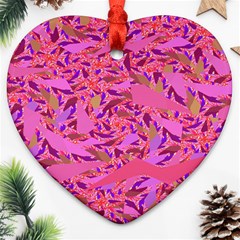 Bright Pink Confetti Storm Heart Ornament (two Sides) by KirstenStar