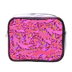 Bright Pink Confetti Storm Mini Travel Toiletry Bag (one Side)