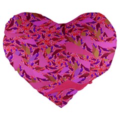 Bright Pink Confetti Storm Large 19  Premium Heart Shape Cushion by KirstenStar