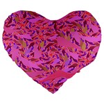 Bright Pink Confetti Storm Large 19  Premium Flano Heart Shape Cushion Front