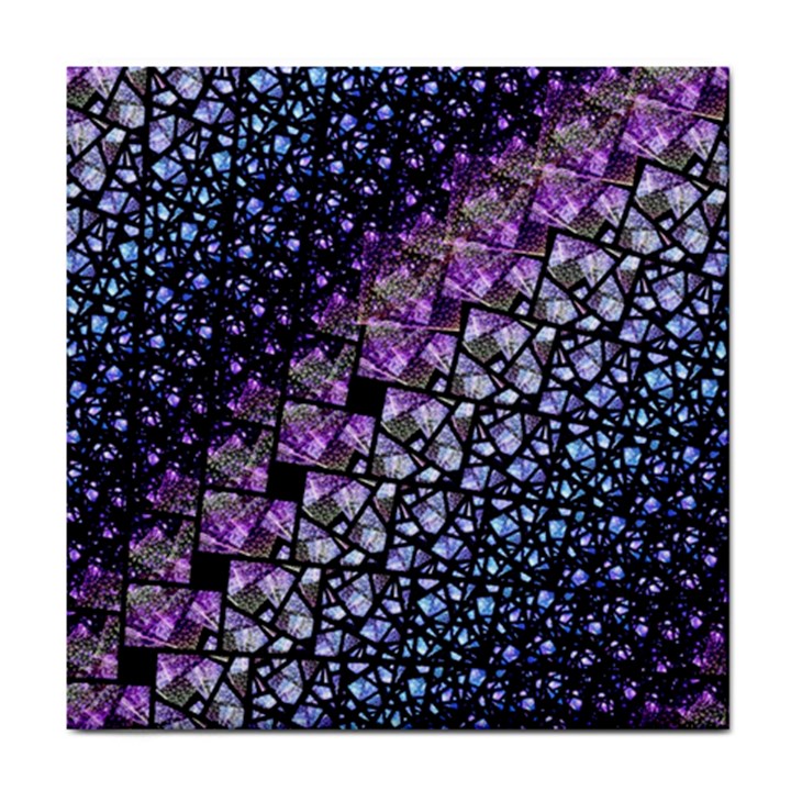 Dusk Blue and Purple Fractal Ceramic Tile