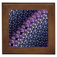 Dusk Blue And Purple Fractal Framed Ceramic Tile by KirstenStar