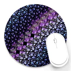 Dusk Blue And Purple Fractal 8  Mouse Pad (round)