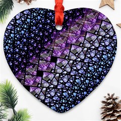 Dusk Blue And Purple Fractal Heart Ornament