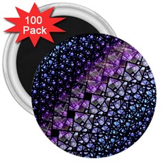 Dusk Blue And Purple Fractal 3  Button Magnet (100 Pack)