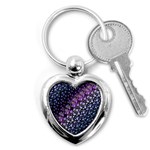 Dusk Blue and Purple Fractal Key Chain (Heart) Front