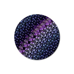 Dusk Blue And Purple Fractal Drink Coaster (round)