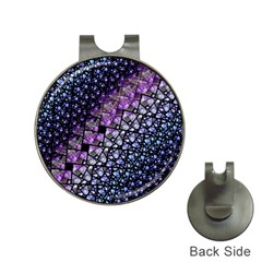 Dusk Blue And Purple Fractal Hat Clip With Golf Ball Marker