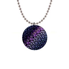 Dusk Blue And Purple Fractal Button Necklace by KirstenStar