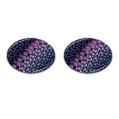 Dusk Blue And Purple Fractal Cufflinks (oval)