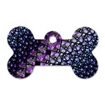 Dusk Blue and Purple Fractal Dog Tag Bone (One Sided) Front