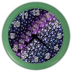 Dusk Blue And Purple Fractal Wall Clock (color)