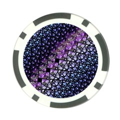 Dusk Blue And Purple Fractal Poker Chip