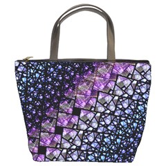 Dusk Blue And Purple Fractal Bucket Handbag by KirstenStar