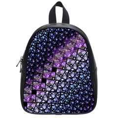 Dusk Blue And Purple Fractal School Bag (small)