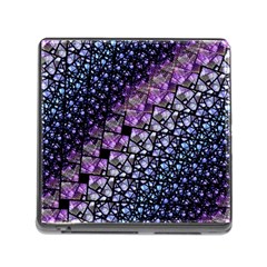 Dusk Blue And Purple Fractal Memory Card Reader With Storage (square)