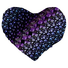 Dusk Blue And Purple Fractal Large 19  Premium Heart Shape Cushion