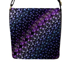 Dusk Blue And Purple Fractal Flap Closure Messenger Bag (l) by KirstenStar