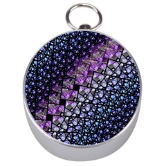 Dusk Blue And Purple Fractal Silver Compass