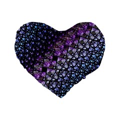 Dusk Blue And Purple Fractal Standard 16  Premium Flano Heart Shape Cushion 