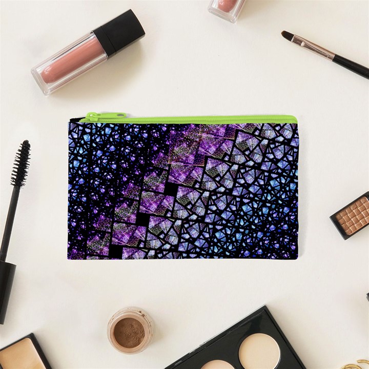 Dusk Blue and Purple Fractal Cosmetic Bag (XS)