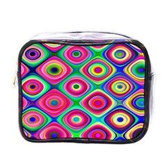 Psychedelic Checker Board Mini Travel Toiletry Bag (one Side)