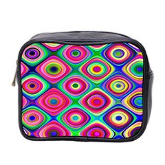 Psychedelic Checker Board Mini Travel Toiletry Bag (two Sides)