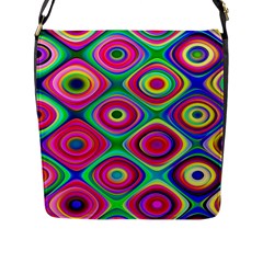 Psychedelic Checker Board Flap Closure Messenger Bag (l) by KirstenStar